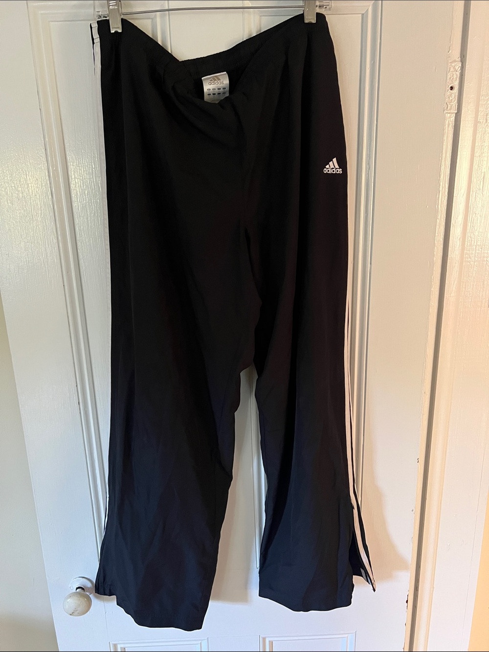Adidas XL Black Joggers with zip hem.